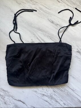 Women's Black Tie-Shoulder Crop Top